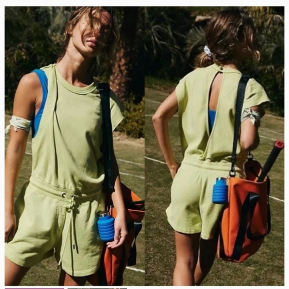 Free People Movement Throw And Go Shortsie -romper Key Lime Small,large - Picture 1 of 14